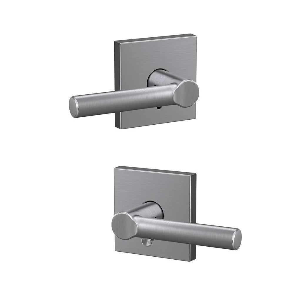 Matte Black Passage and Privacy Lever with Rose C7008
