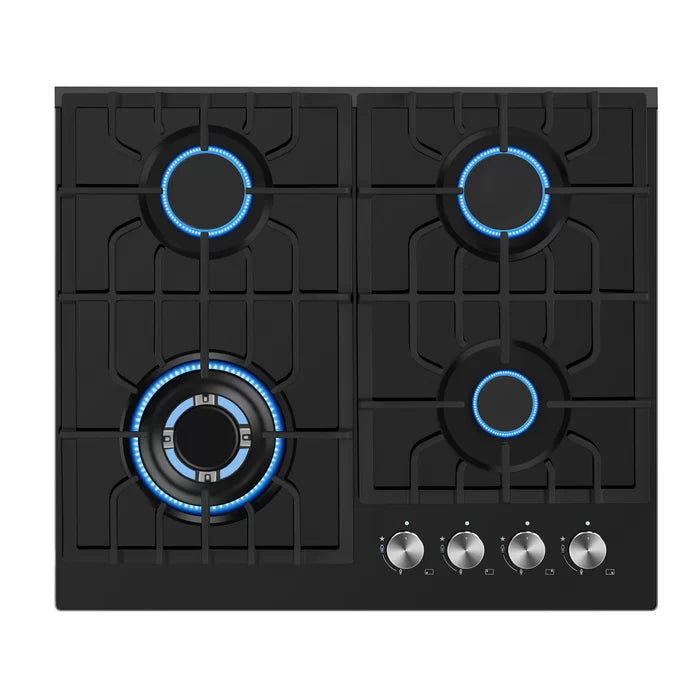 24 Built-In Gas Cooktop with 4 Burners in Black Y365
