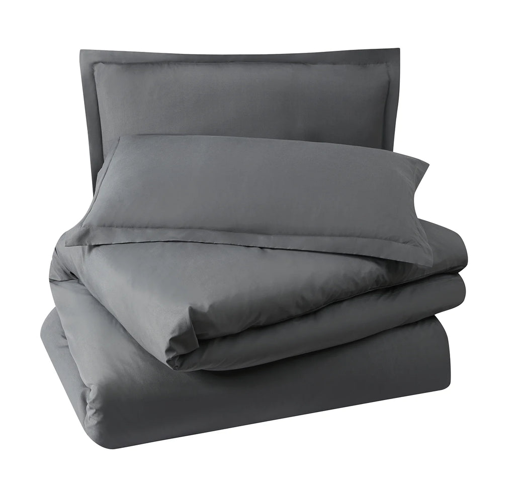 3pc Microfiber Duvet Cover Set Queen with 2 Pillow Sham Grey J252681