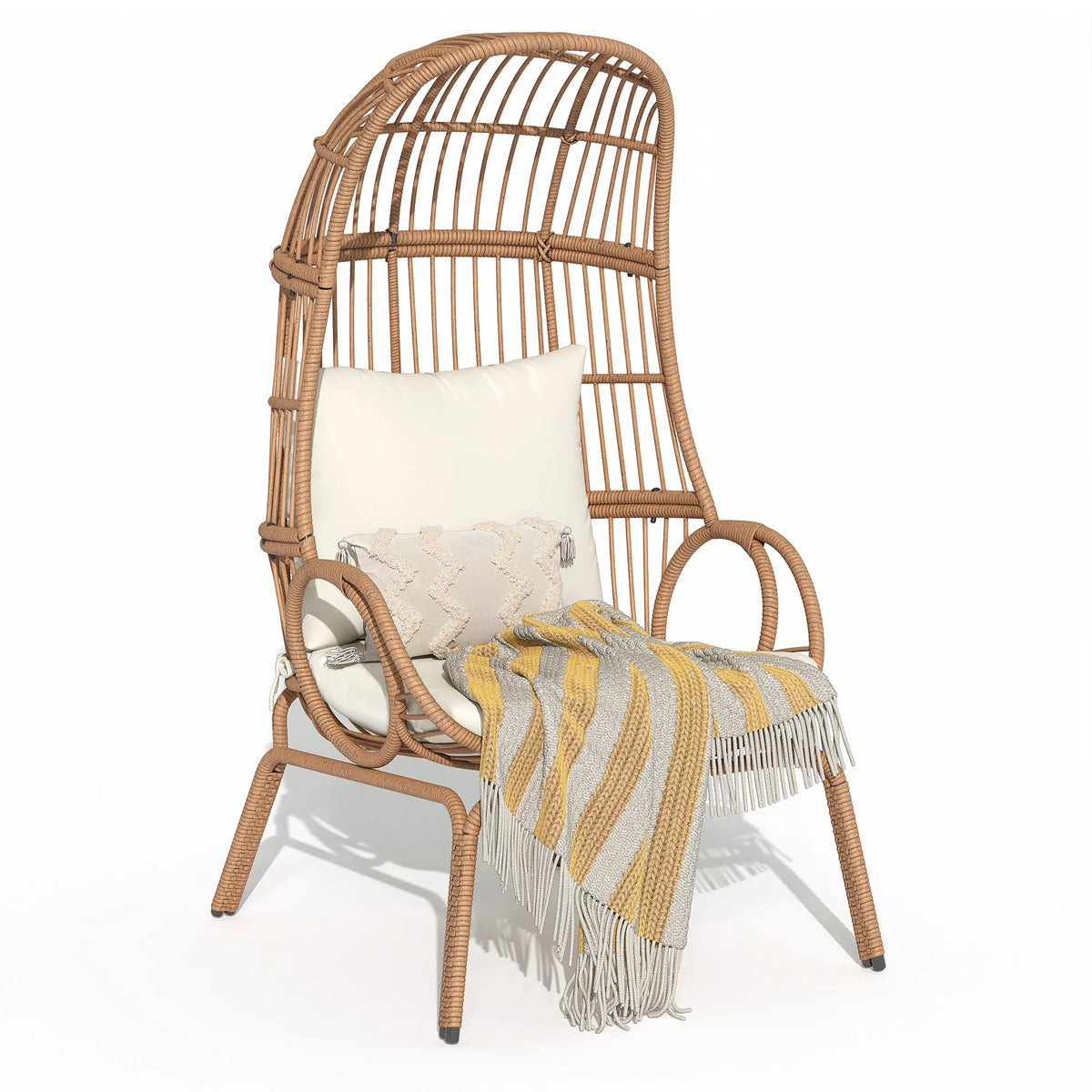 Oversized Wicker Egg Chair with Steel Frame W688