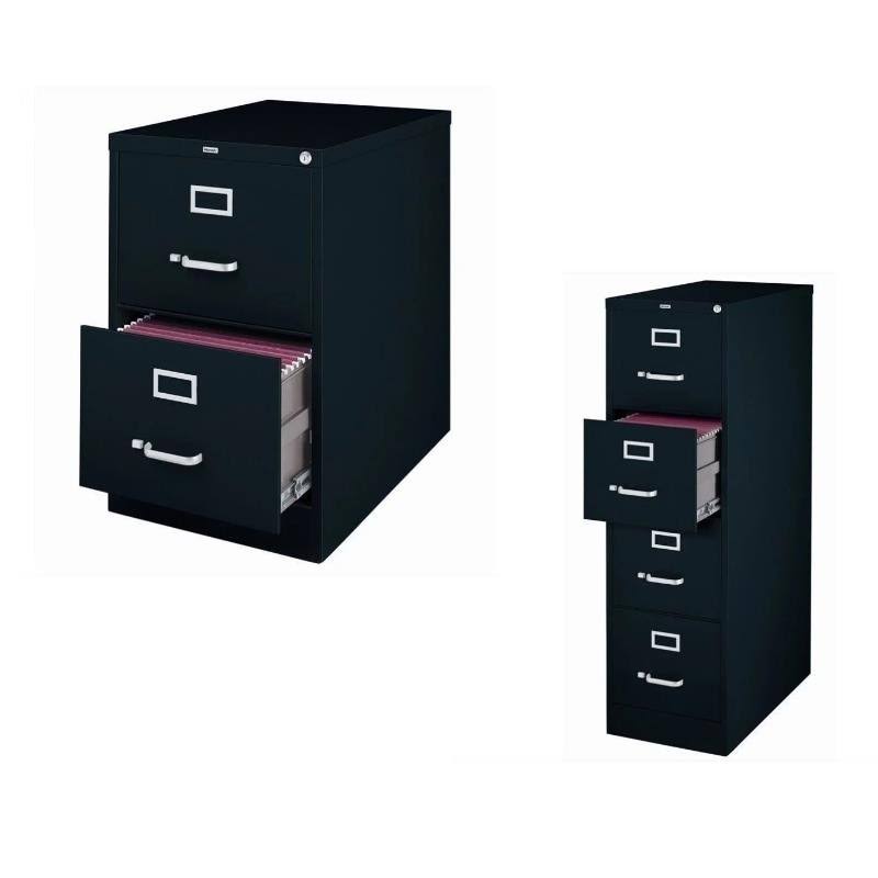 2 Drawer and 4 Drawer Black File Cabinet L6643