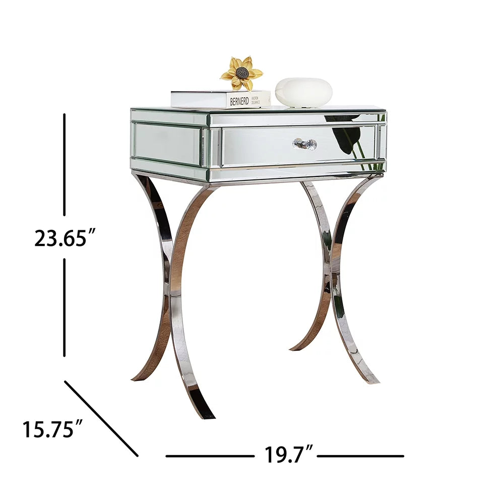 24'' Mirrored End Table with Drawer T69153