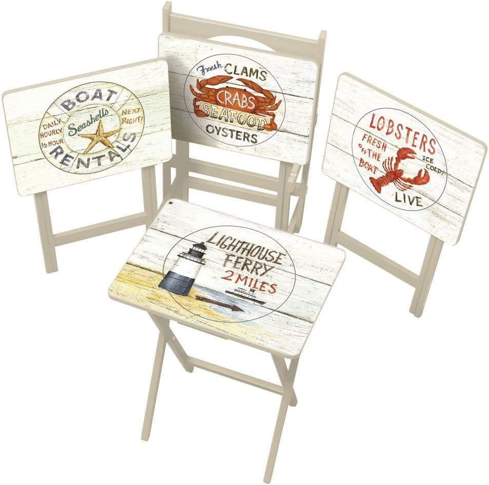 Farmhouse TV Trays with Stand, Set of 4 T56385