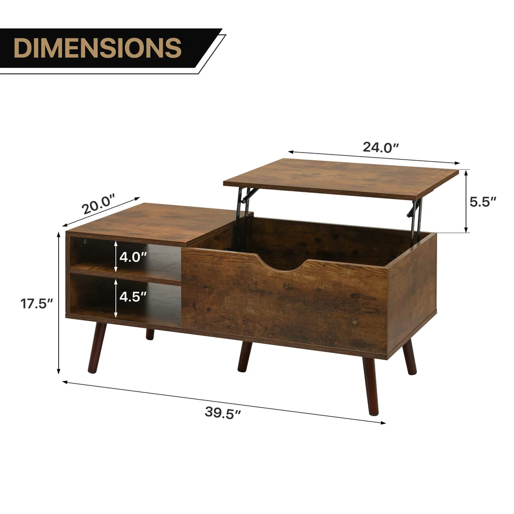 Wood Lift Top Coffee Table with Hidden Storage O827717