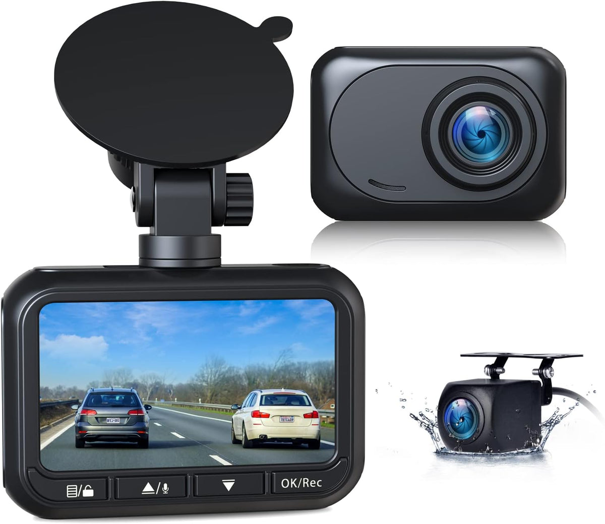 1080P Full HD Dual Dash Cam Front and Rear with Waterproof Backup Cam G534