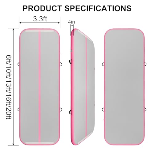 Inflatable Air Gymnastics Mat 4 inches Thick with 600W Electric Pump W905203