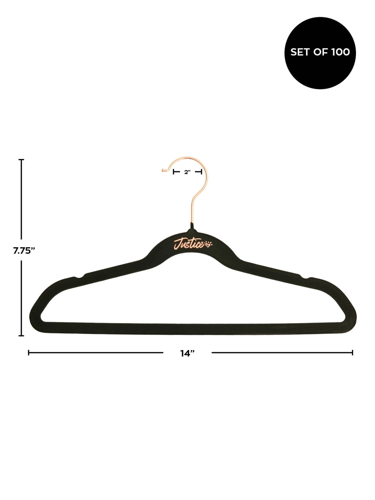 Black Velvet 100 Pack Non-Slip Swivel Hook Clothes Hangers Z3903