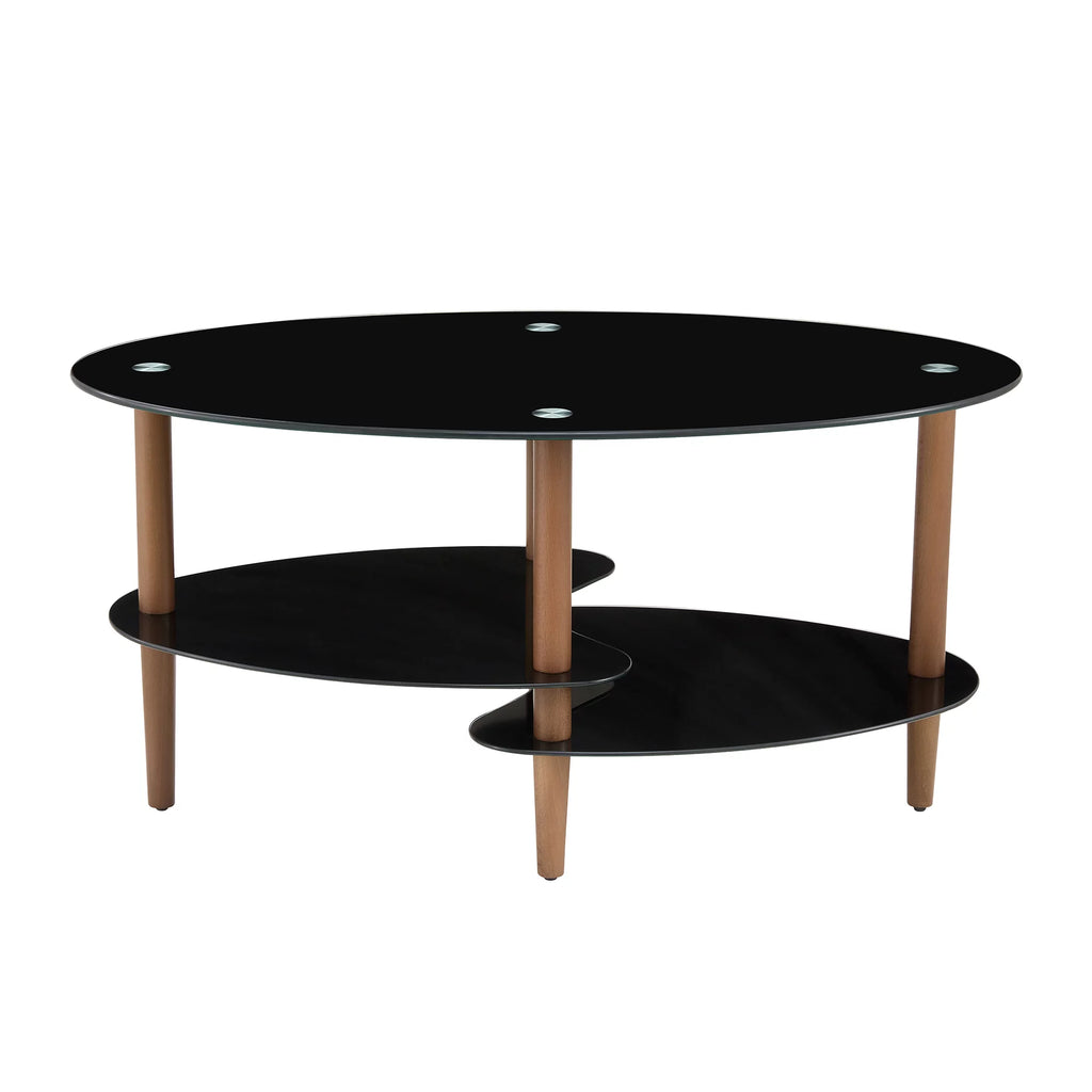 Oval 3-Tier Glass Coffee Table D255735