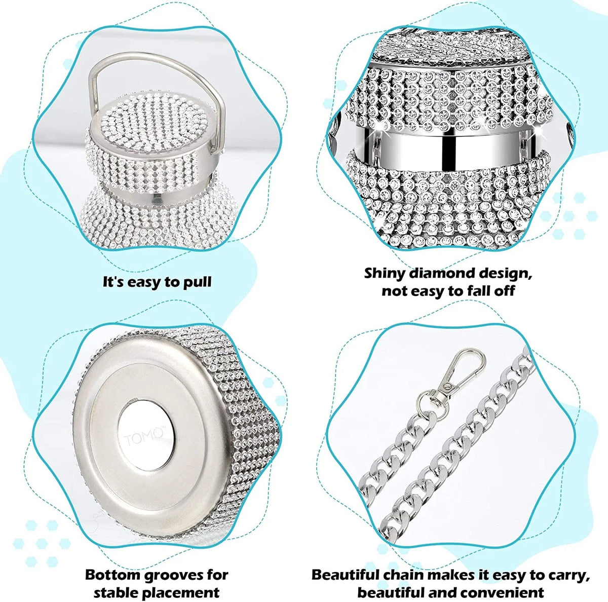 Silver Stainless Steel Insulated Water Bottle with Chain X897