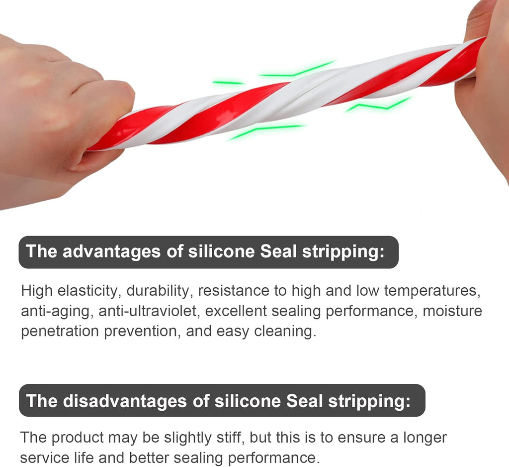 40 Feet Silicone Door Weather Stripping Self-Adhesive Seal Strip J78603