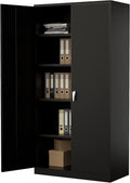 Metal Locker Storage Cabinets, 72" White Tall Steel Wardrobe with Hanging Rod, Shelves and Lockable Doors U8663