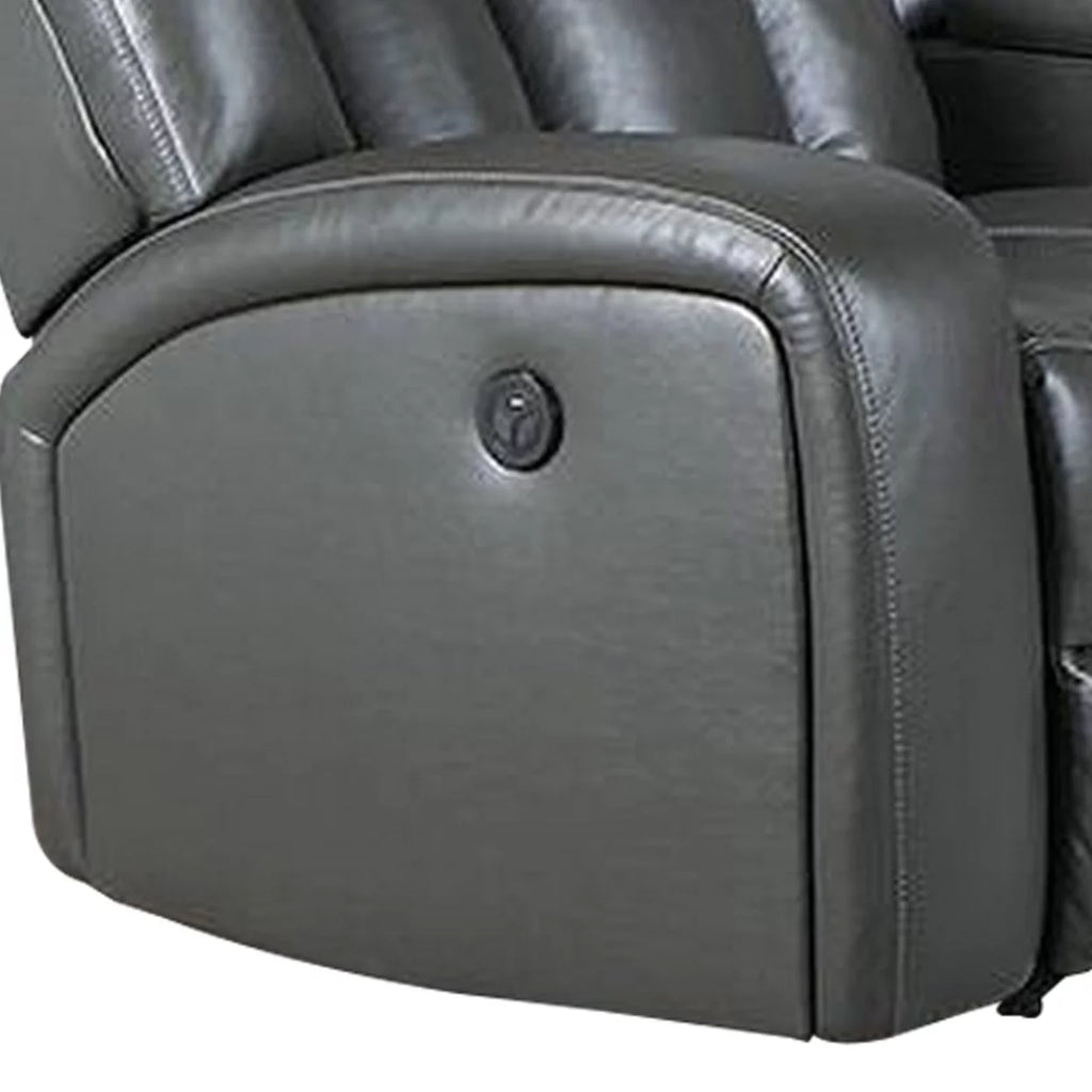 5 Piece Power Recliner Sectional Sofa Set Gray Faux Leather V183