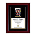 Single Diploma Frame with 5x7 Photo and Double Matting for 15x22 x 12x22 Tall Diploma with Mahogany 2x2 C7357