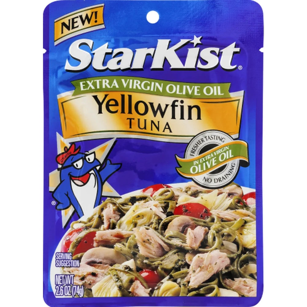 Yellowfin Tuna in Extra Virgin Olive Oil 2.6 Ounce Pouch Pack of 6 F214