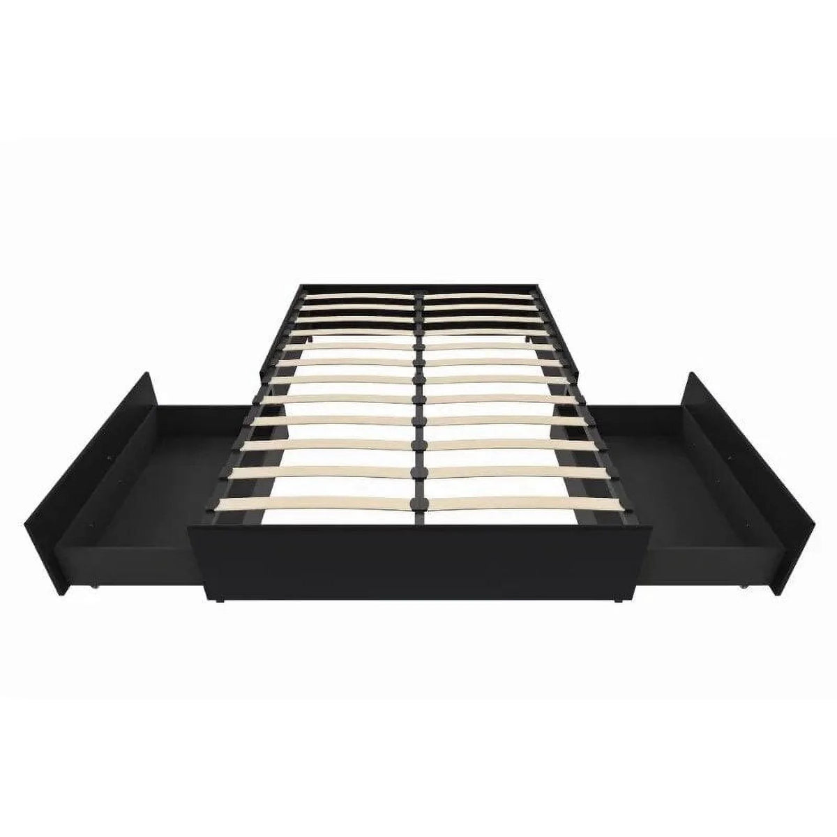 Queen Black Faux Leather Platform Bed with Storage W512