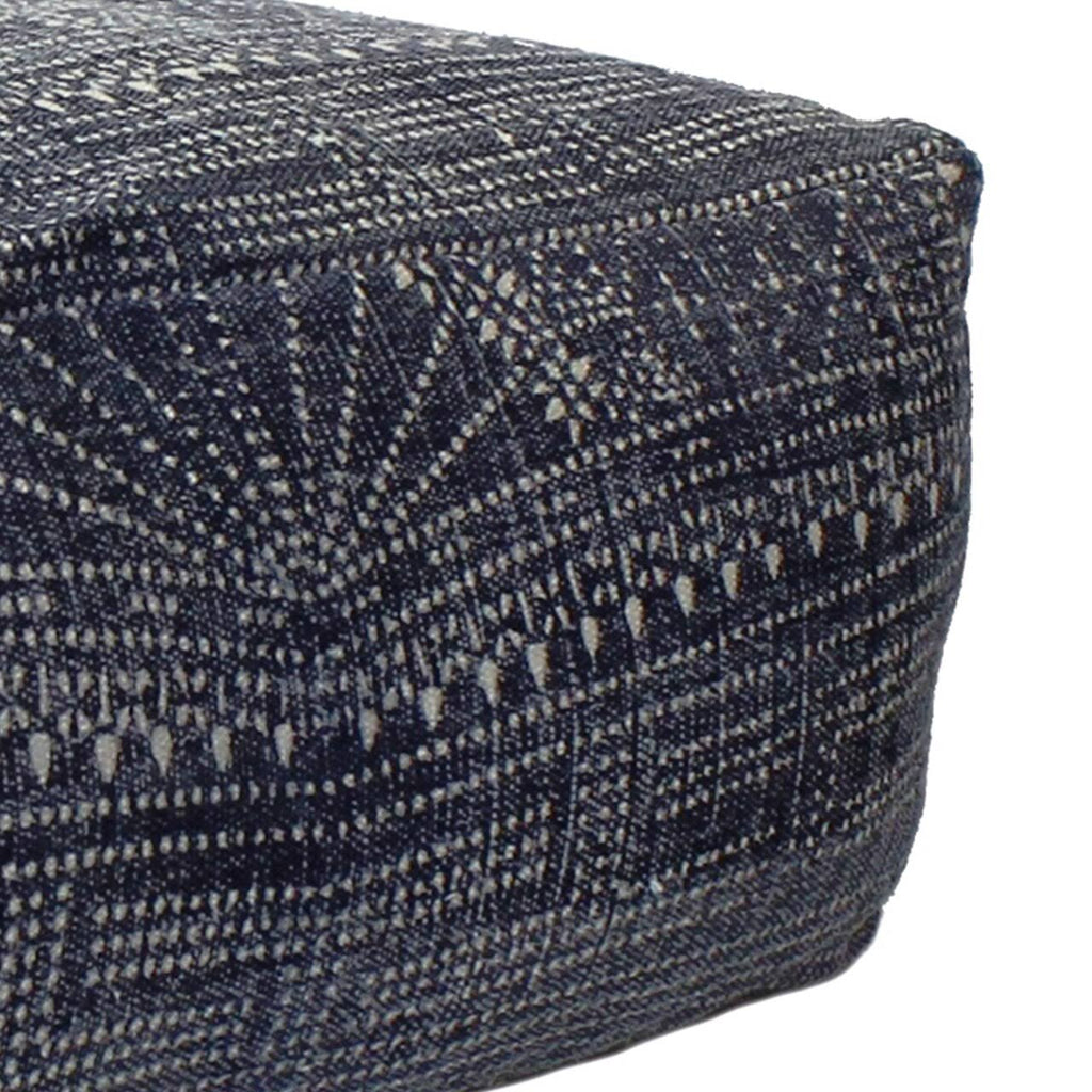 Blue Batik Print Rectangular Pouf V6664