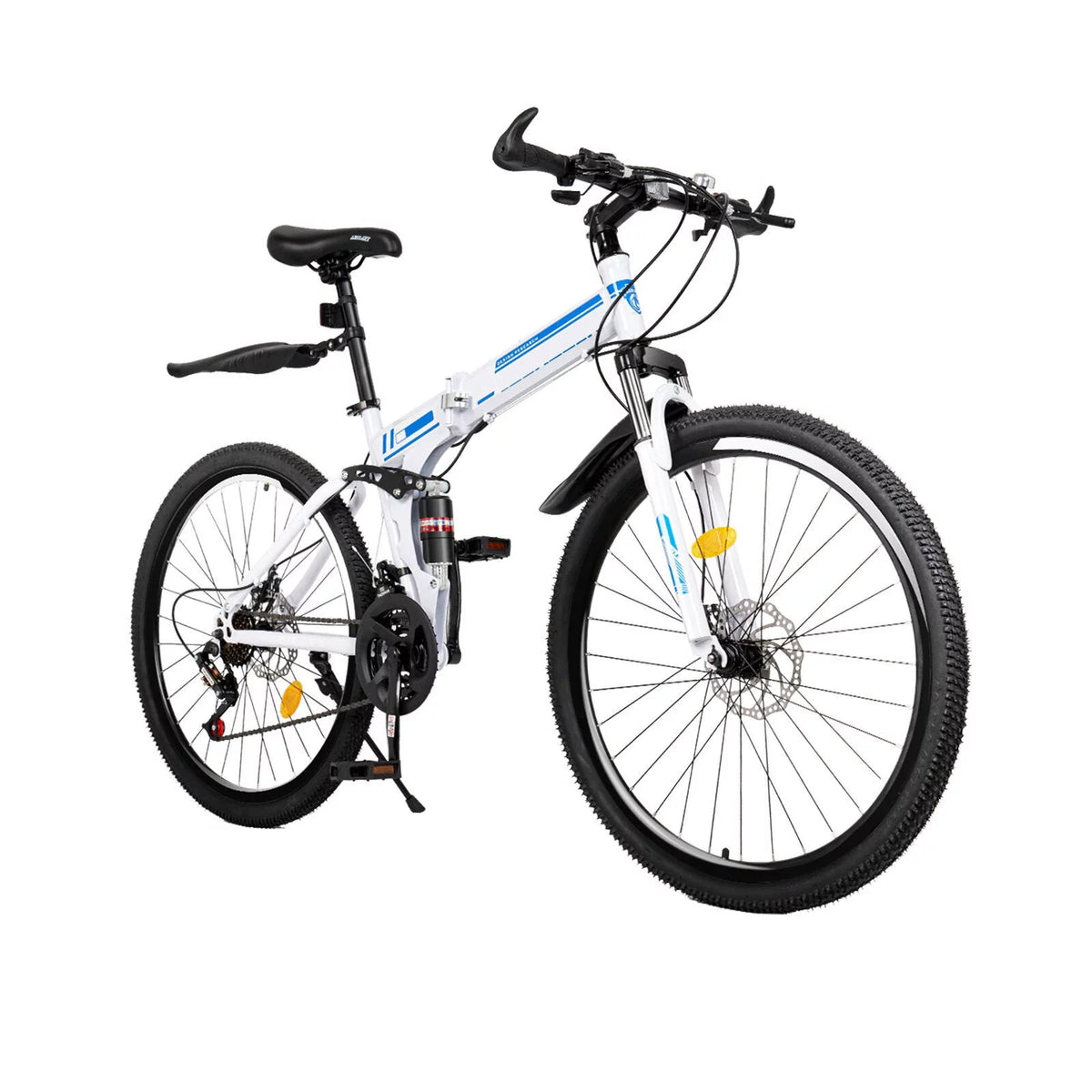 26 Mountain Folding Bike 21-Speed High-Carbon Steel Bicycle with Dual Disc-Brake J16157
