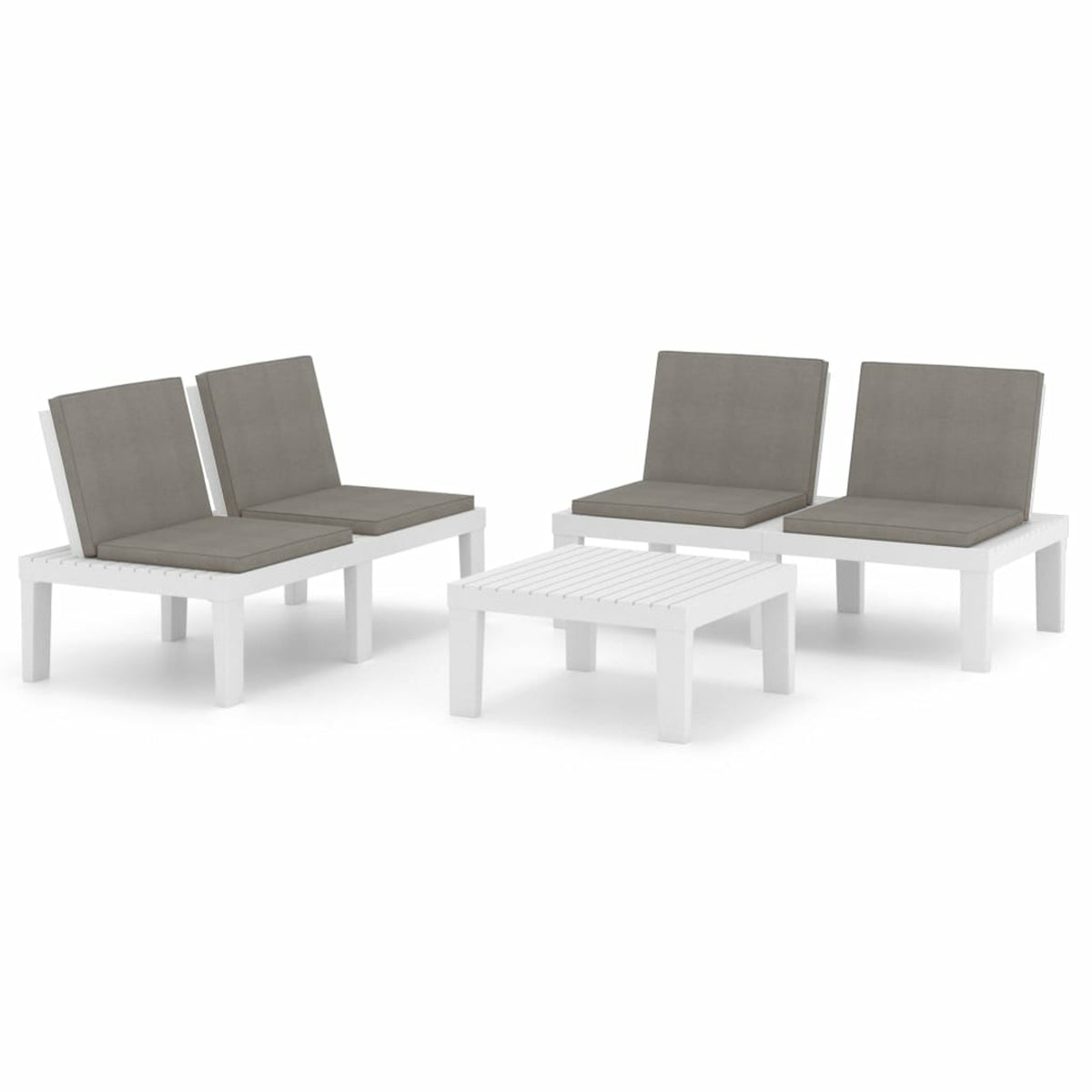 3 Piece White Outdoor Patio Lounge Set with Anthracite Cushions K992654