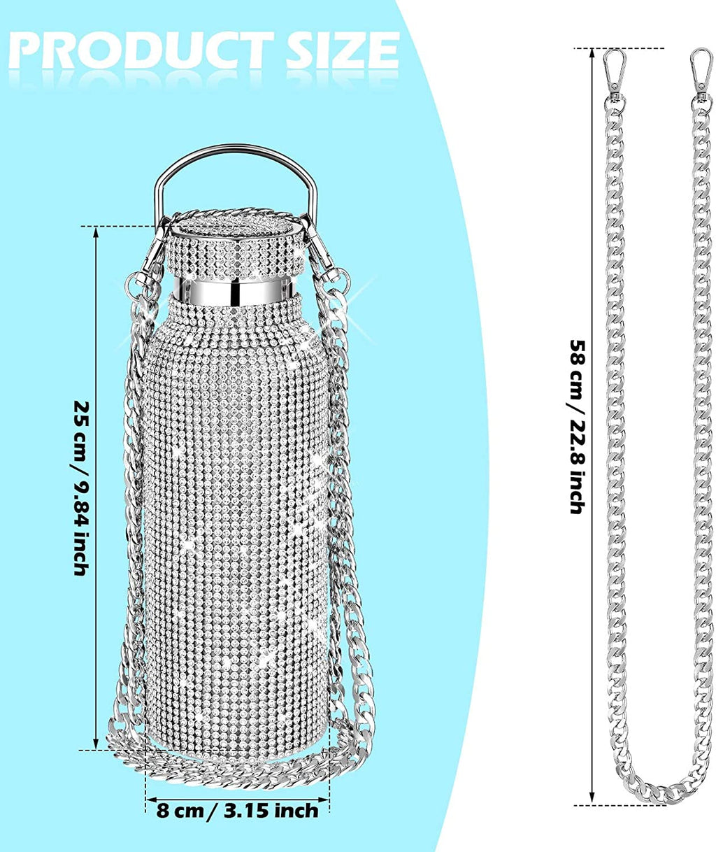 Silver Stainless Steel Insulated Water Bottle with Chain X897