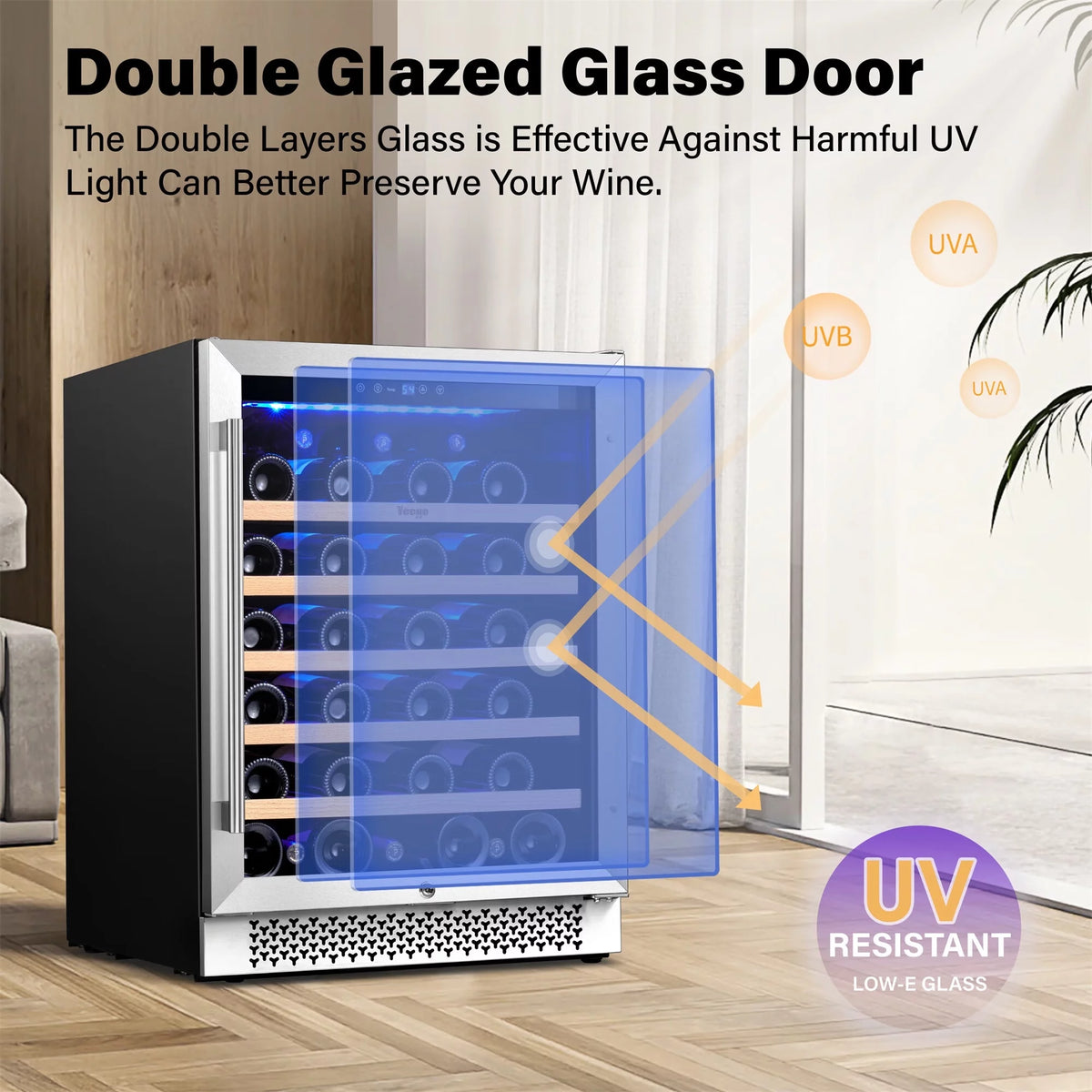 24 Wine Refrigerator Cooler 52 Bottles Glass Door Built in or Freestanding B7546