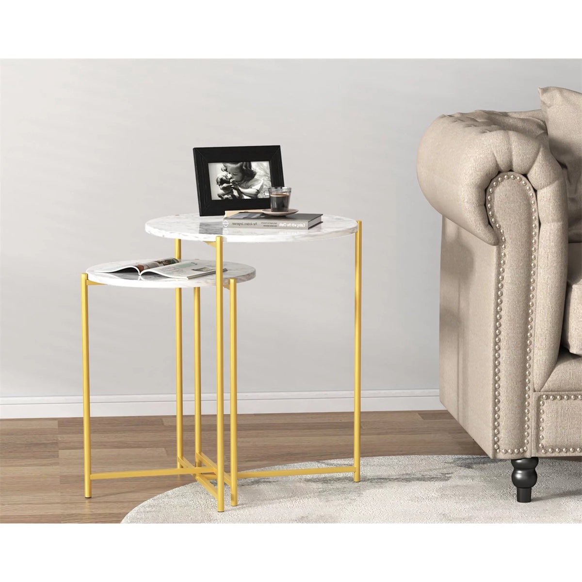Round Nesting Coffee Table, 2 Piece D603