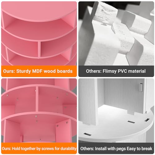 5-Tier Wood Rotating Shoe Rack, Pink G8202