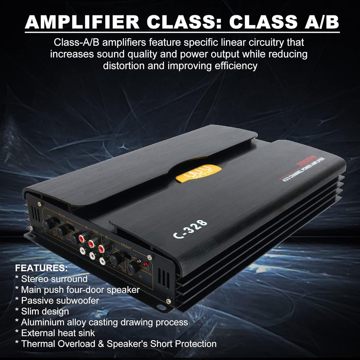 12V 4 Channel Car Audio Amplifier Aluminum Alloy Pack of 2 P141104