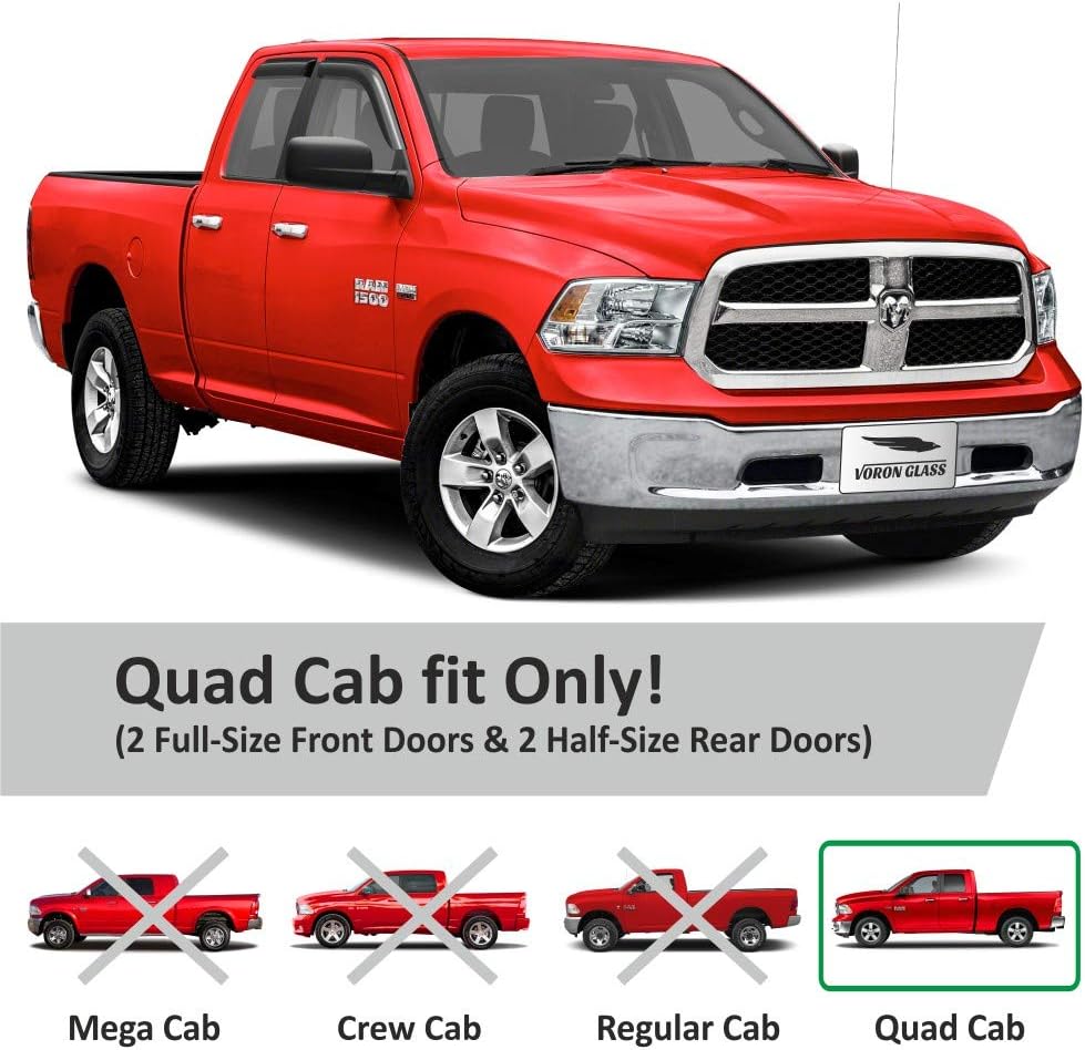 Glass Tape-on Rain Guards for Trucks, 4 Pieces I936590