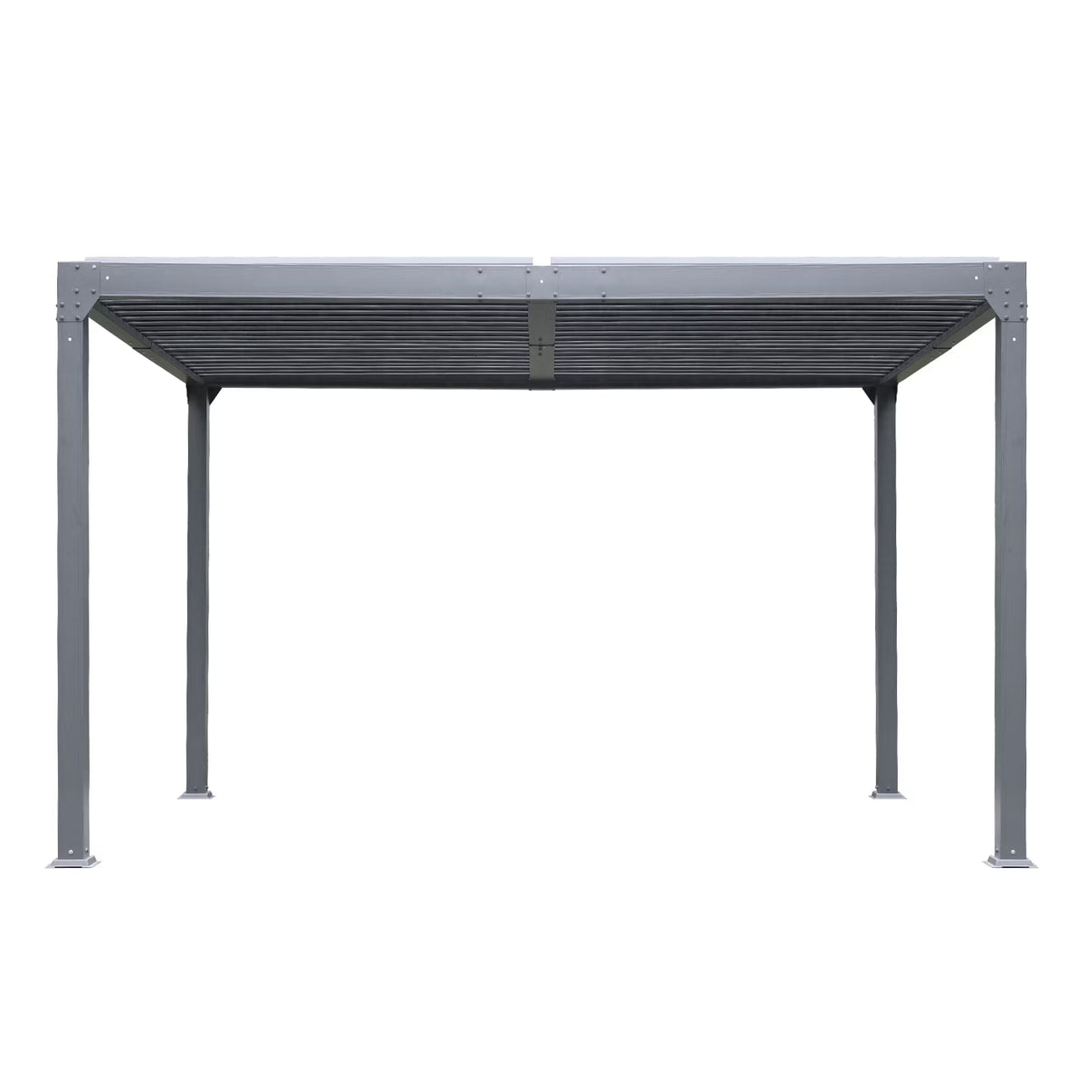 13 x 10 ft. Outdoor Aluminum Louvered Pergola Waterproof Gazebo with 2 Adjustable Rainproof Panels - Dark Gray Y166