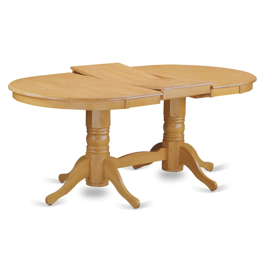 9 Pc Kitchen Set For 8 Dining Table With Leaf And Eight Parson Chair With Oak Leg And Pu Leather Color Autumn Green Q890629
