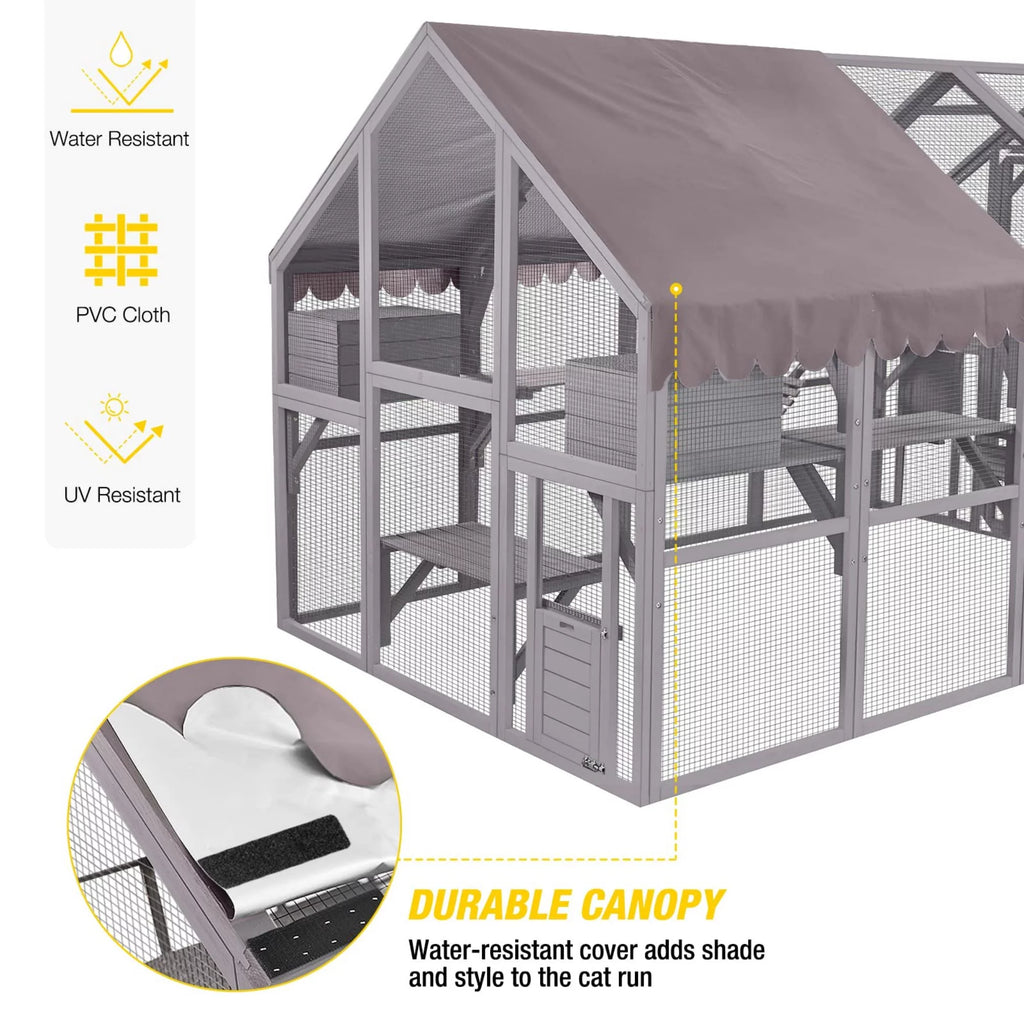 110'' Extra Large Wooden Catio Cage with Roof Cover T303