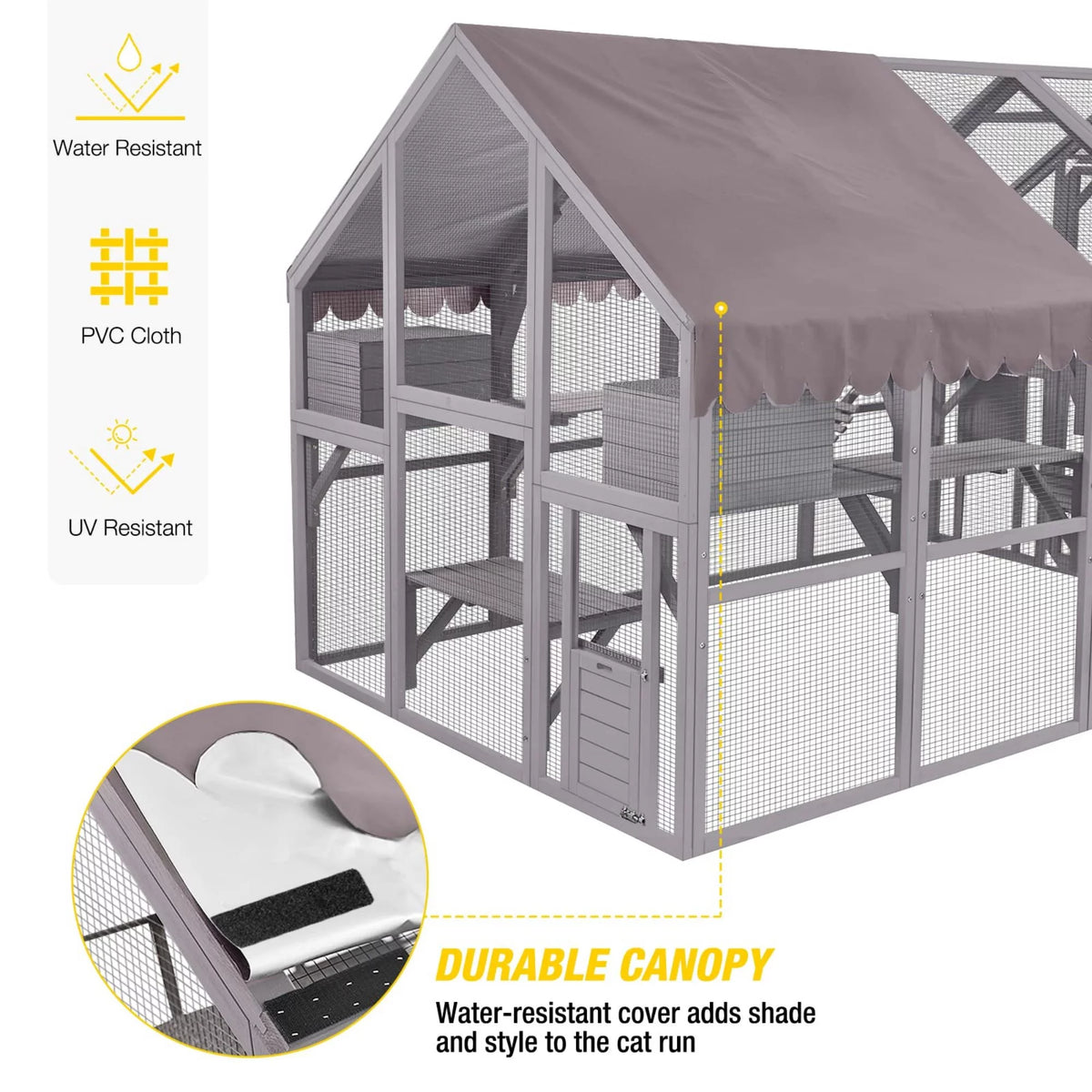 110'' Extra Large Wooden Catio Cage with Roof Cover T303