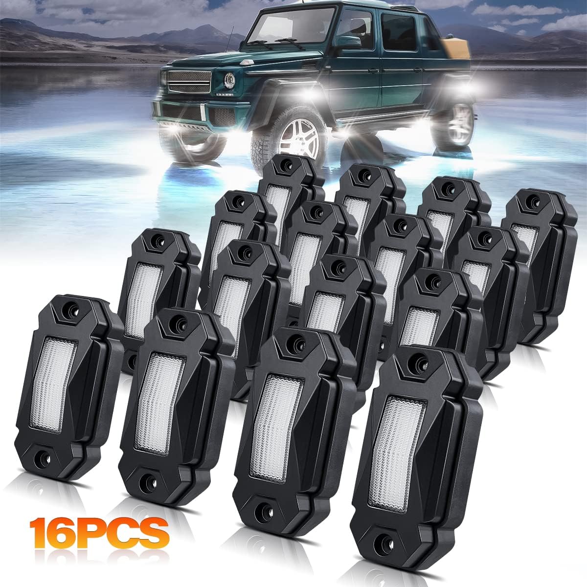 White 8Pods LED Rock Lights IP68 Waterproof T571