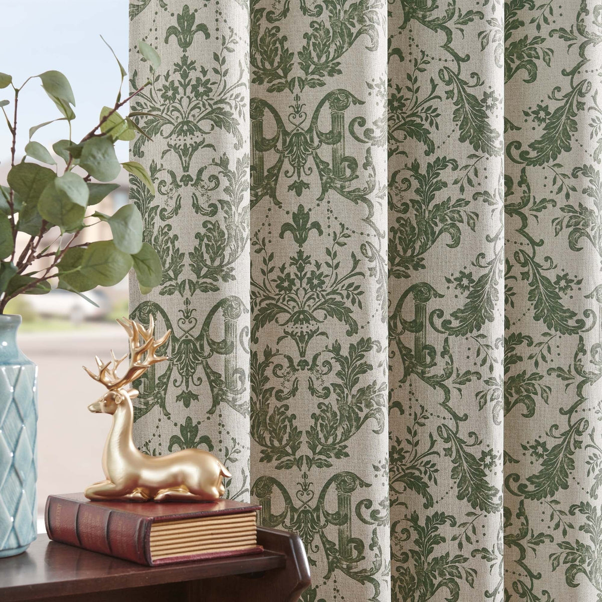 84 inches Greyish Beige Faux Linen Room Darkening Curtains 2 Panels N857244