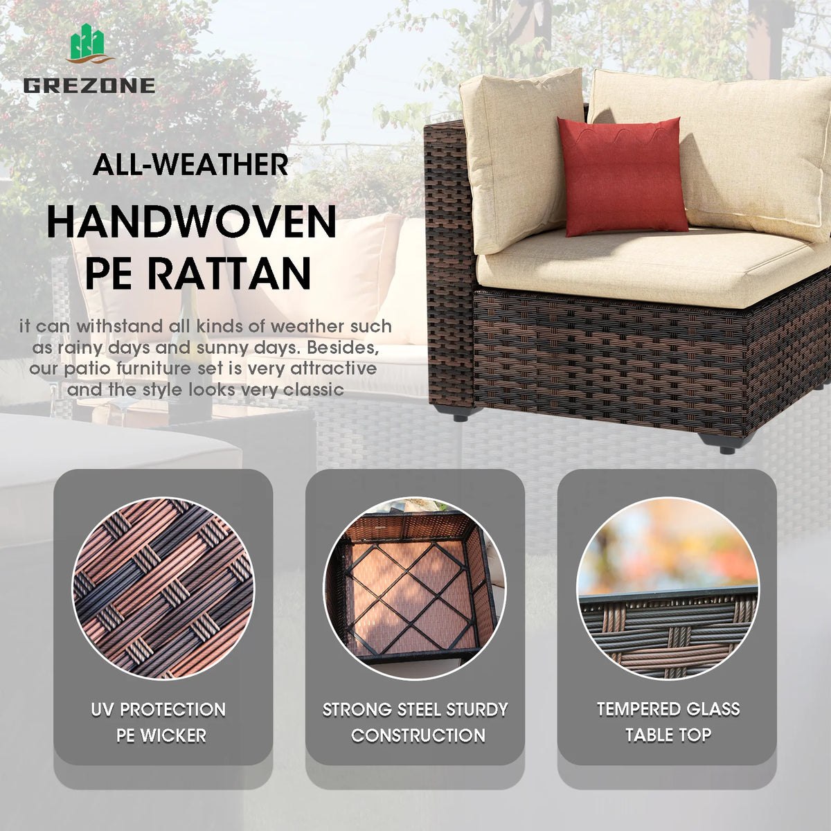 11 PCS Black Wicker Patio Furniture Set with Fire Pit Table J311
