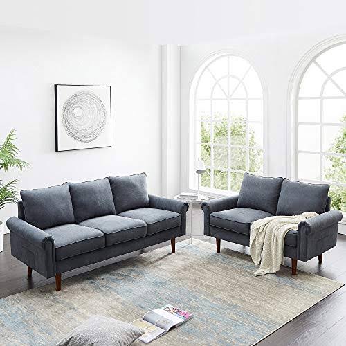 Gray 2-Piece Sofa Loveseat and 3-Seater Couch W13180