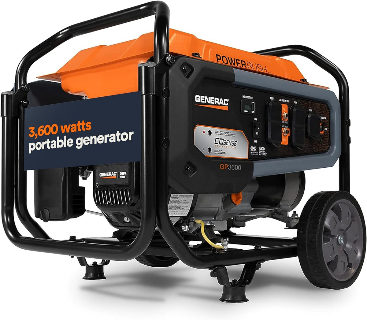 3,600-Watt Portable Generator Orange/Black G22074