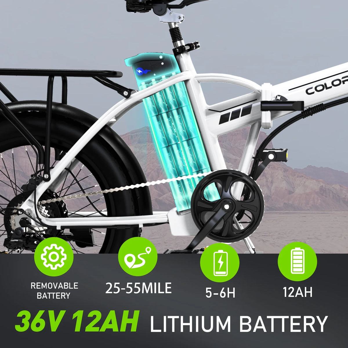 20"x3.0 Fat Tire Electric Bicycle with 500W/36V/12Ah Battery, Shimano 7-Speed B7076