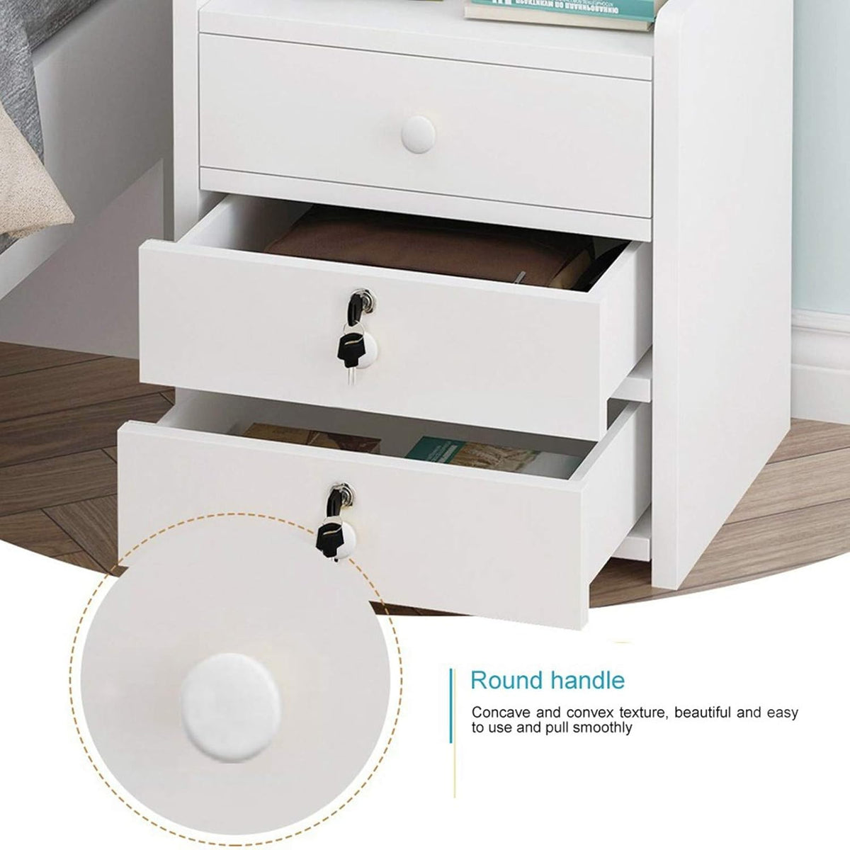 3 Drawer Wood Nightstand with Open Shelf L150865