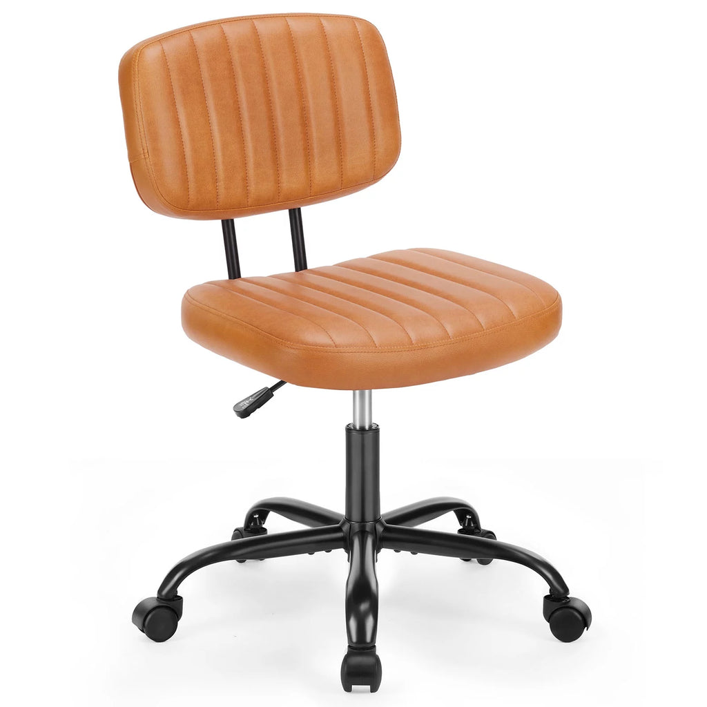 Brown PU Leather Low Back Task Chair with Wheels O84345