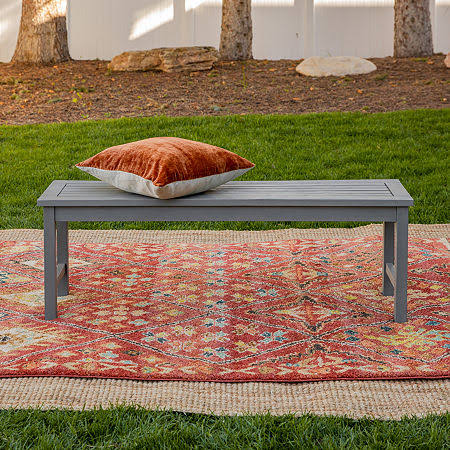 Gray Wash Solid Acacia Wood Patio Dining Bench R484
