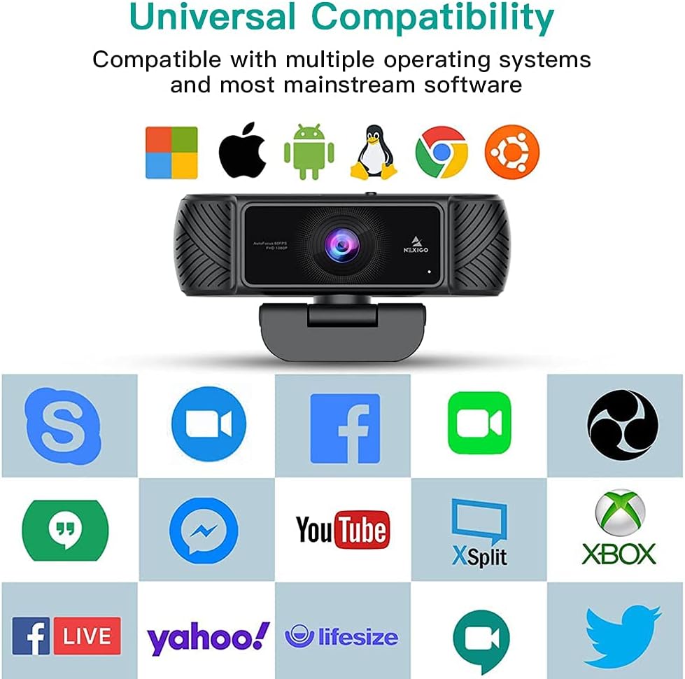 1080P Webcam with Microphone and Privacy Cover X926