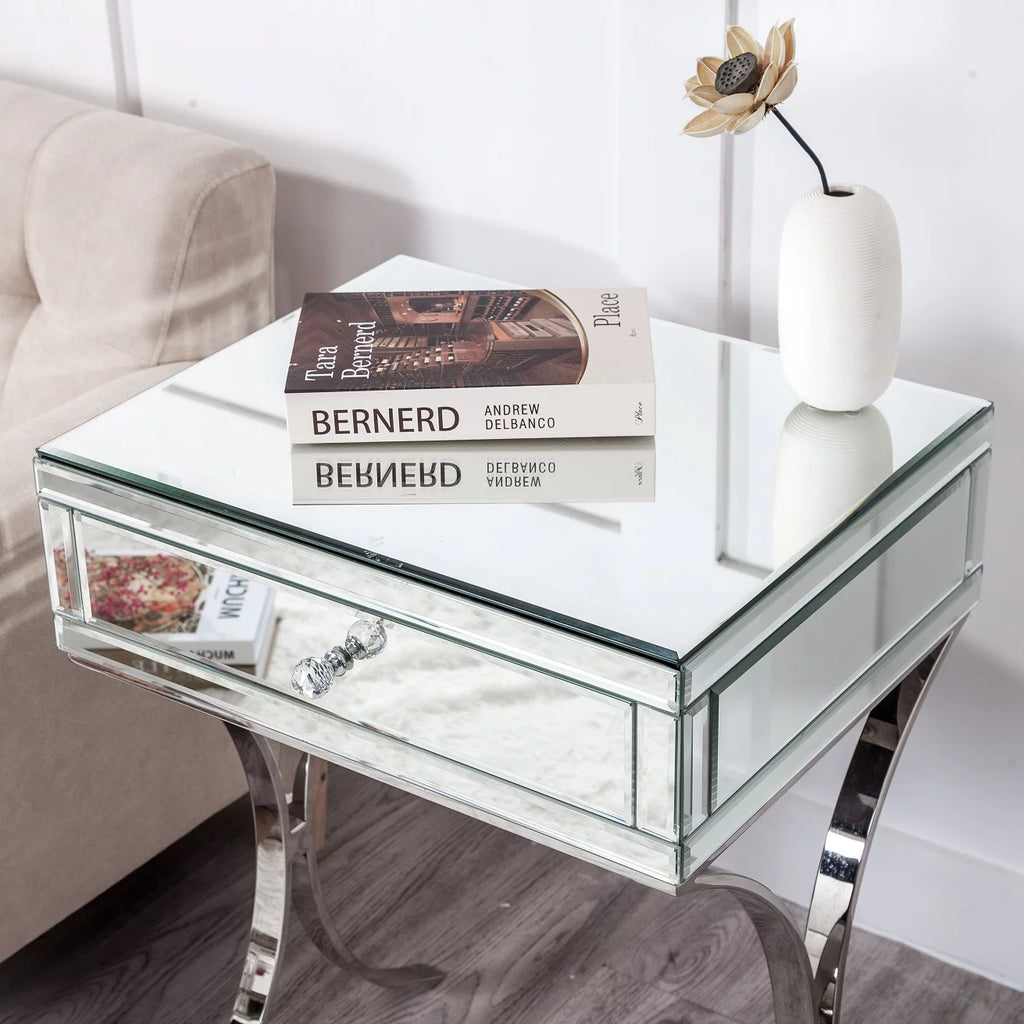 24'' Mirrored End Table with Drawer T69153