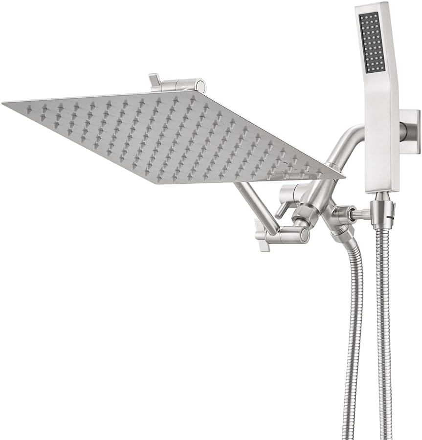 10 Inch All Metal Rain Shower Head With Handheld, High Pressure Dual Shower Head Combo With Adjustable Extension Arm, 70" Flexible Hose, 3-Way Diverter (Chrome) W39862