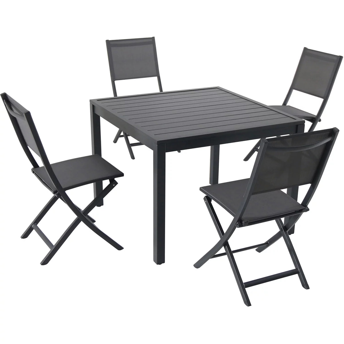 5-Piece Outdoor Dining Set with 4 Folding Chairs and Square Dining Table P34955