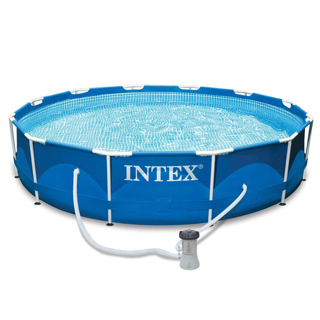 12ft x 30in Metal Frame Above Ground Swimming Pool with Filter H749