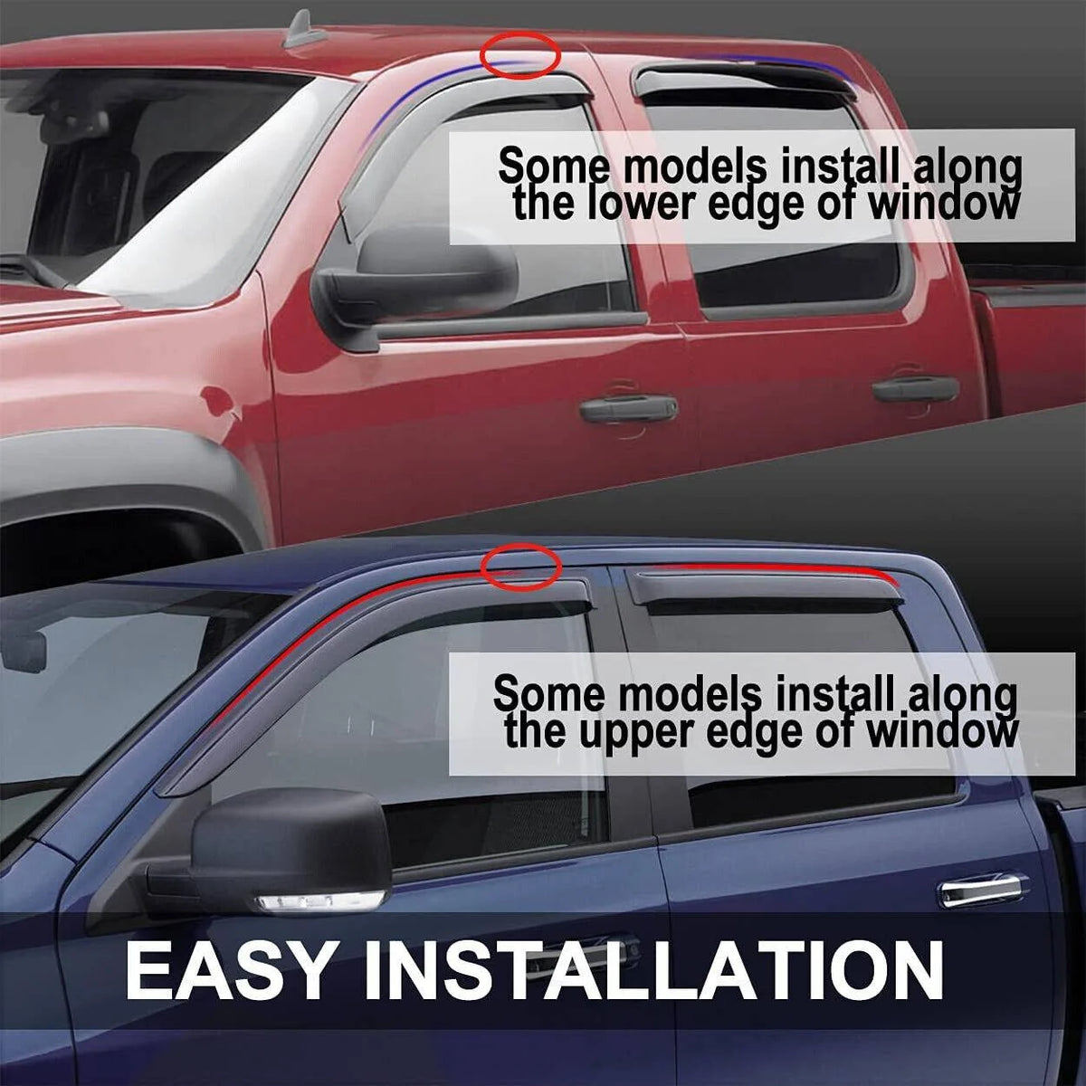 2pcs In-Channel Window Visor for 2007-2018 Jeep Wrangler JK 2-Door X8936