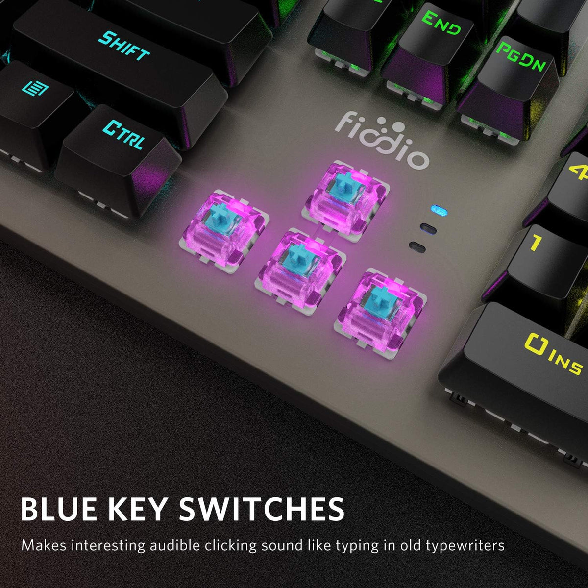 Mechanical Gaming Keyboard Wired RGB Rainbow Backlit with Blue Switches Ergonomic Standard Keyboard Pack of 2 I297936
