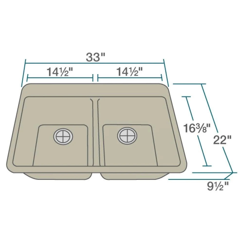 Quartz Granite Double Basin Drop-In Kitchen Sink with Basket Strainers E713071