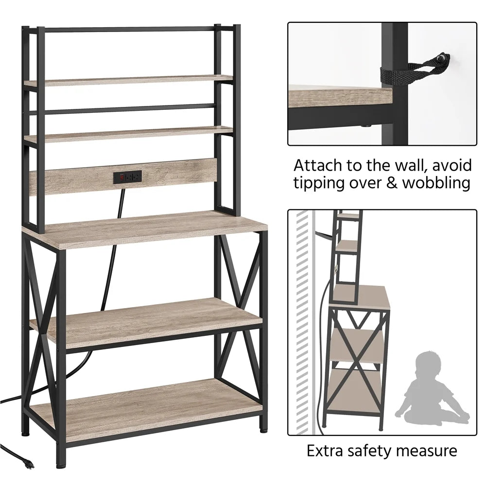 5-Tier Kitchen Baker's Rack with Hutch M99864
